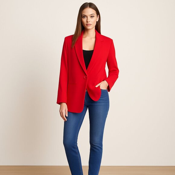 ❤️ Sag Harbor Red Blazer Jacket - Picture 2 of 6